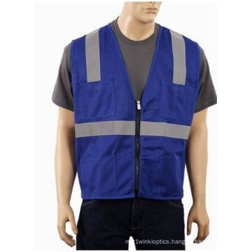 High Visibility Vest with Zipper Made of Mesh Fabric